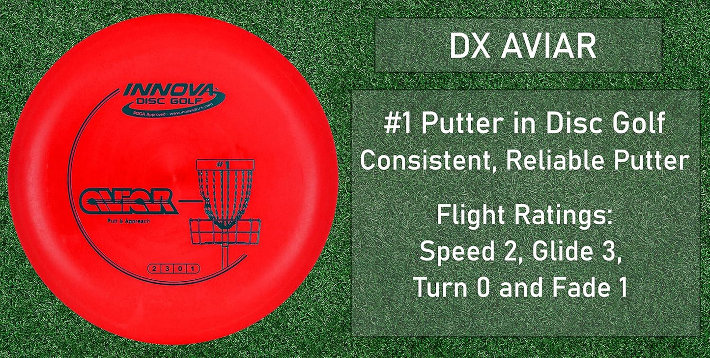 Innova Disc Golf Starter Set –Colors May Vary 160-180g – Includes Putter, Mid Range, 2X Fairway Drivers, Distance Driver, Mini Marker Beginner Disc Golf Set