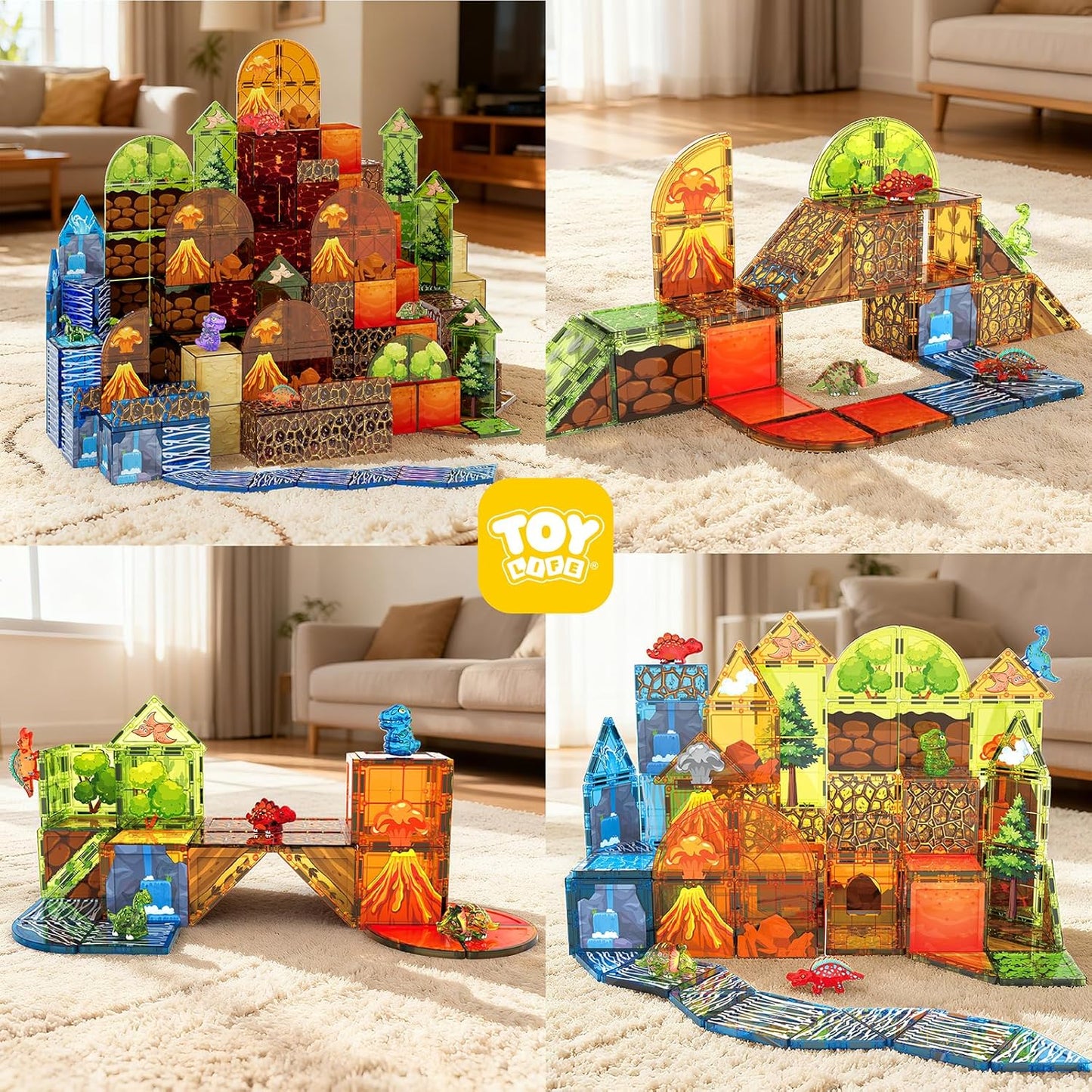 TOY Life 38 Pcs Magnetic Tiles Animals for Toddlers 3-5 Magnet Blocks for Kids Ages 4-8 STEM Magnet Tile Toys Building Tiles Set Christmas Birthday Gift for Boys and Girls