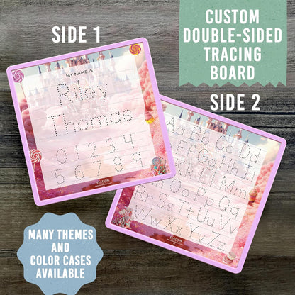 Kid's Name Tracing Board | Dry Erase Letter Tracing | Reusable Name Board | Alphabet Letters | Personalized | Candy Theme