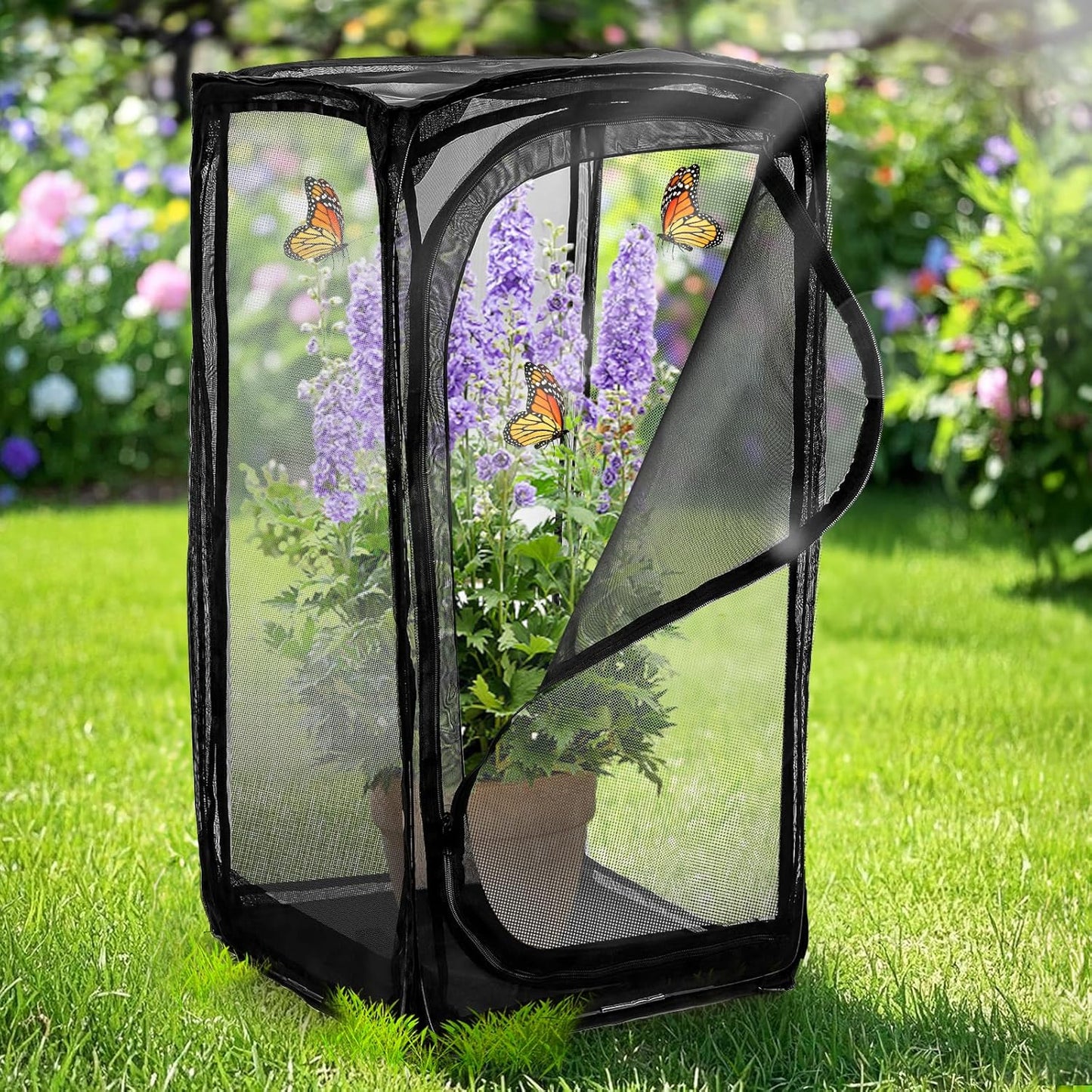 Kingrol 30-Inch Butterfly Habitat Cage, Large Pop-Up Mesh Terrarium with Zipper Opening, Portable & Collapsible Insect Enclosure for Caterpillars & Monarch Butterflies