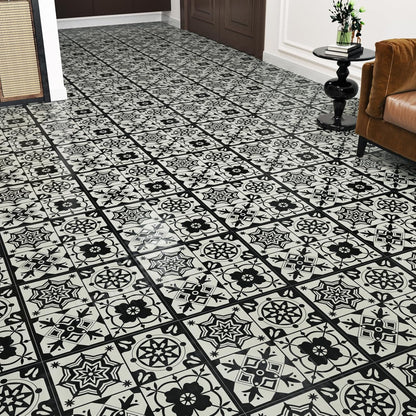 Wallercity White Marble Peel and Stick Vinyl Floor Tiles 6-Pack 12x12 Inches Self Adhesive Waterproof Flooring Planks for Bathroom Kitchen Bedrooms Stick on Floor Tiles Laminate Sheets Vinyl Flooring