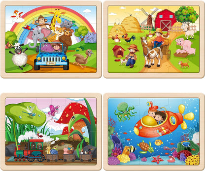 SYNARRY Large Unicorn Princess Fairy Wooden Puzzles for Girls Gift Box(12.2 * 9.4 in), 24 Pcs Puzzles for Kids Ages 4-6, Wood Puzzles for Kids Ages 3-5, Easter Basket Stuffers Gifts for Kids