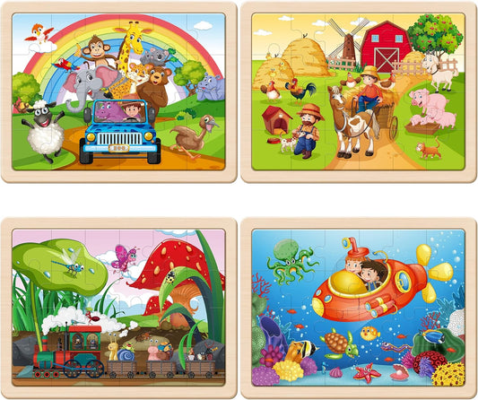 SYNARRY Large US World Earth Solar System Wooden Puzzles for Kids Gift Box(12.2 * 9.4 in), Puzzles for Toddlers 3-5, Wood Puzzles for Kids Ages 4-6, Easter Basket Stuffers Gifts for Kids