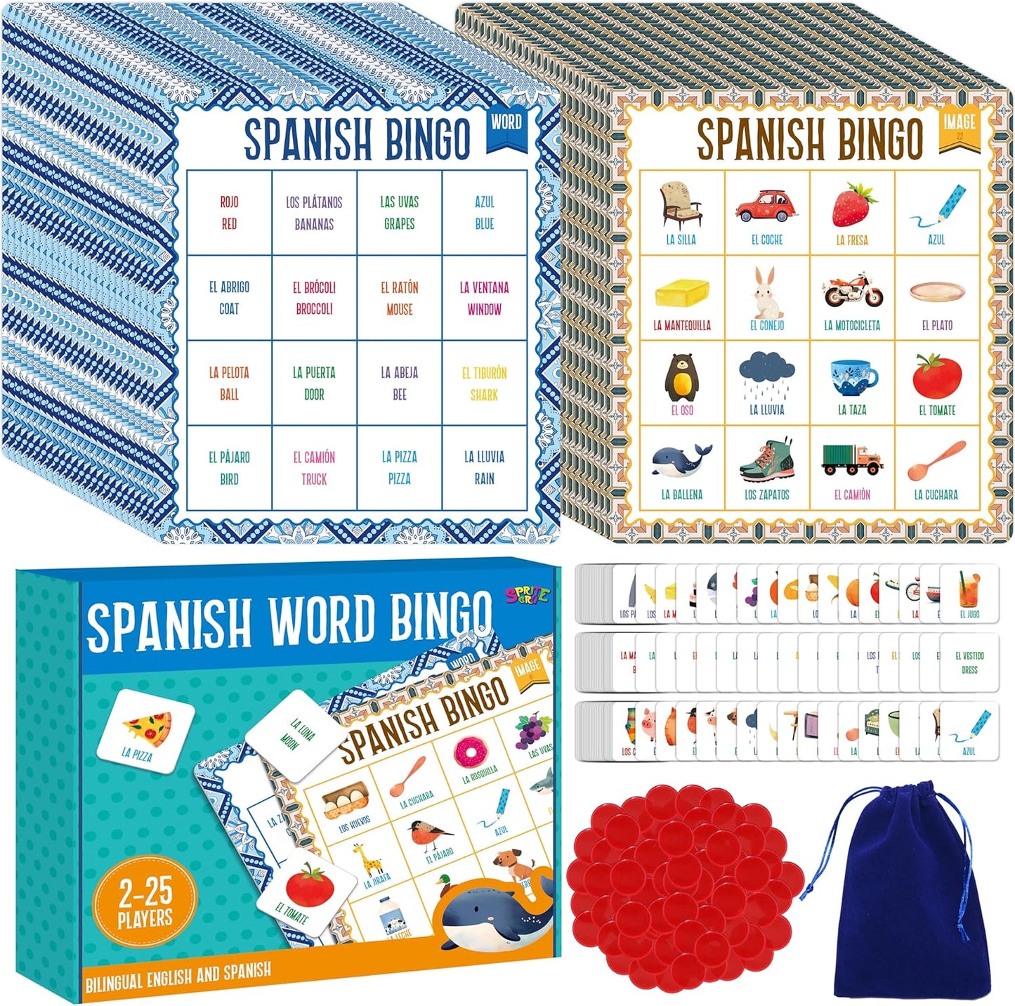 SpriteGru Multiplication & Division Bingo Game, 480 Math Problems, 2 Educational Math Board Game for Kindergarten and Preschool Kids 4-8, Perfect for Classroom & At Home (Up to 25 Players)