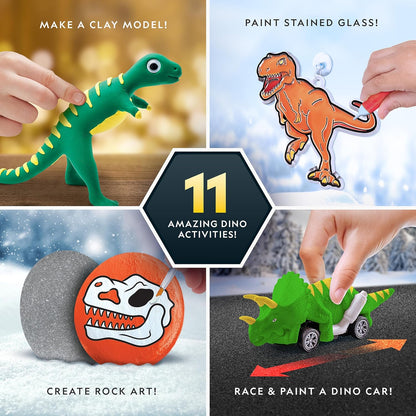 National Geographic Giant Dinosaur Egg Activity Kit – 15+ Dino Crafts, Painting Cars, Clay Models, Dig Brick, Stickers & Learning Guide, Dinosaur Science Toy for Boys & Girls