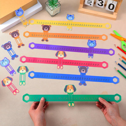 Eersida 24 Pcs Slide and Learn Number Lines 0 to 30 PVC Math Number Line for Student Animal Positive Integers Slide Rules Childhood Education Materials for School,16.5 x 1.5 Inch(Bright Colors)