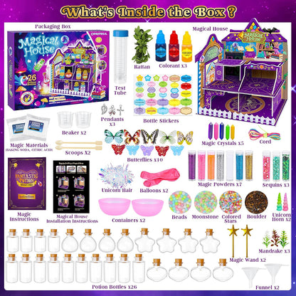 CARTELL Fairy Magic Potions Kit for Kids, Upgraded 26 DIY Mixed Magic Wizard Potion Bottles, Mystery Potions Craft Kit, Christmas Decorations Birthday Gifts for Age 6 7 8 9 10+ Year Old Girls Boys