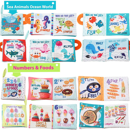 Baby Books Toys Gifts, Touch and Feel Cloth Crinkle Books for Babies,Infant Toddler Baby 0-3-6-12-18 Months,Early Learning Toys 6 to 12 Months 1-2 Years Old, Easter Shower Gift for Boys Girls,4 PCS