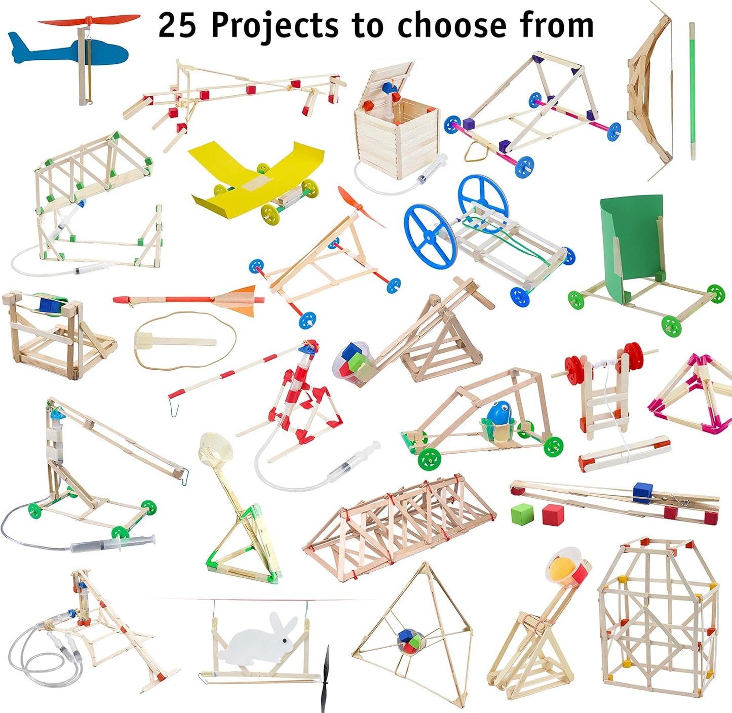 STEM Craft Kit – 25 Engineering Project Ideas, Complete STEM Project Kit with Over 400 Components for Classrooms and Groups, Ages 8+