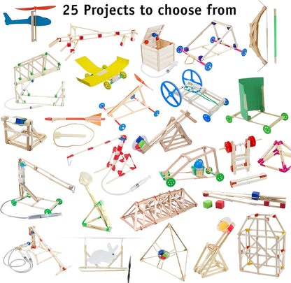 STEM Craft Kit – 25 Engineering Project Ideas, Complete STEM Project Kit with Over 400 Components for Classrooms and Groups, Ages 8+