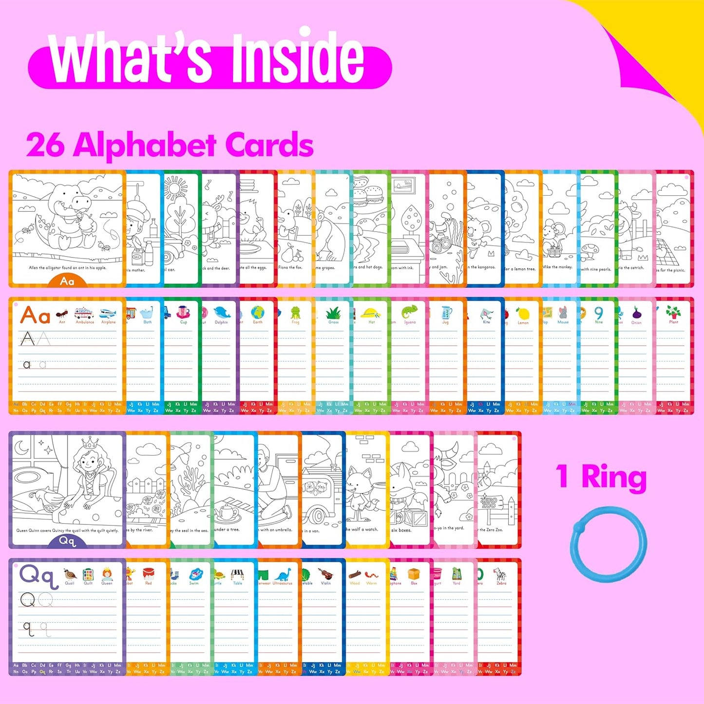 36 PCS Handwriting Drawing Practice Cards, Alphabet & Numbers Write and Wipe Tracing Flashcards Double-Sided Dry Erase Painting Coloring Cards Early Learning Montessori Toy for Toddlers, Preschoolers