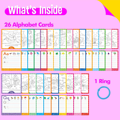 36 PCS Handwriting Drawing Practice Cards, Alphabet & Numbers Write and Wipe Tracing Flashcards Double-Sided Dry Erase Painting Coloring Cards Early Learning Montessori Toy for Toddlers, Preschoolers