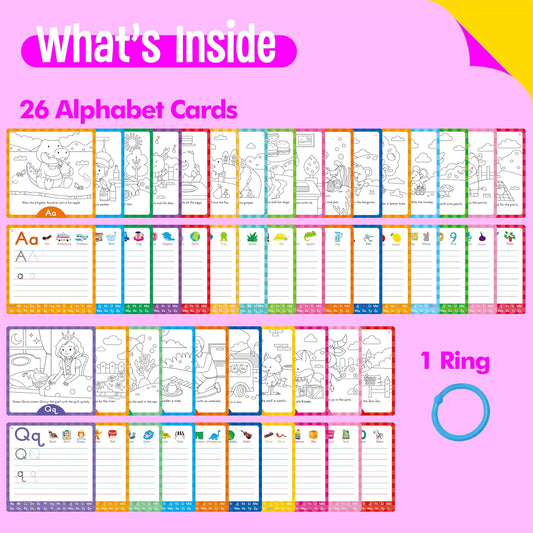 36 PCS Handwriting Drawing Practice Cards, Alphabet & Numbers Write and Wipe Tracing Flashcards Double-Sided Dry Erase Painting Coloring Cards Early Learning Montessori Toy for Toddlers, Preschoolers