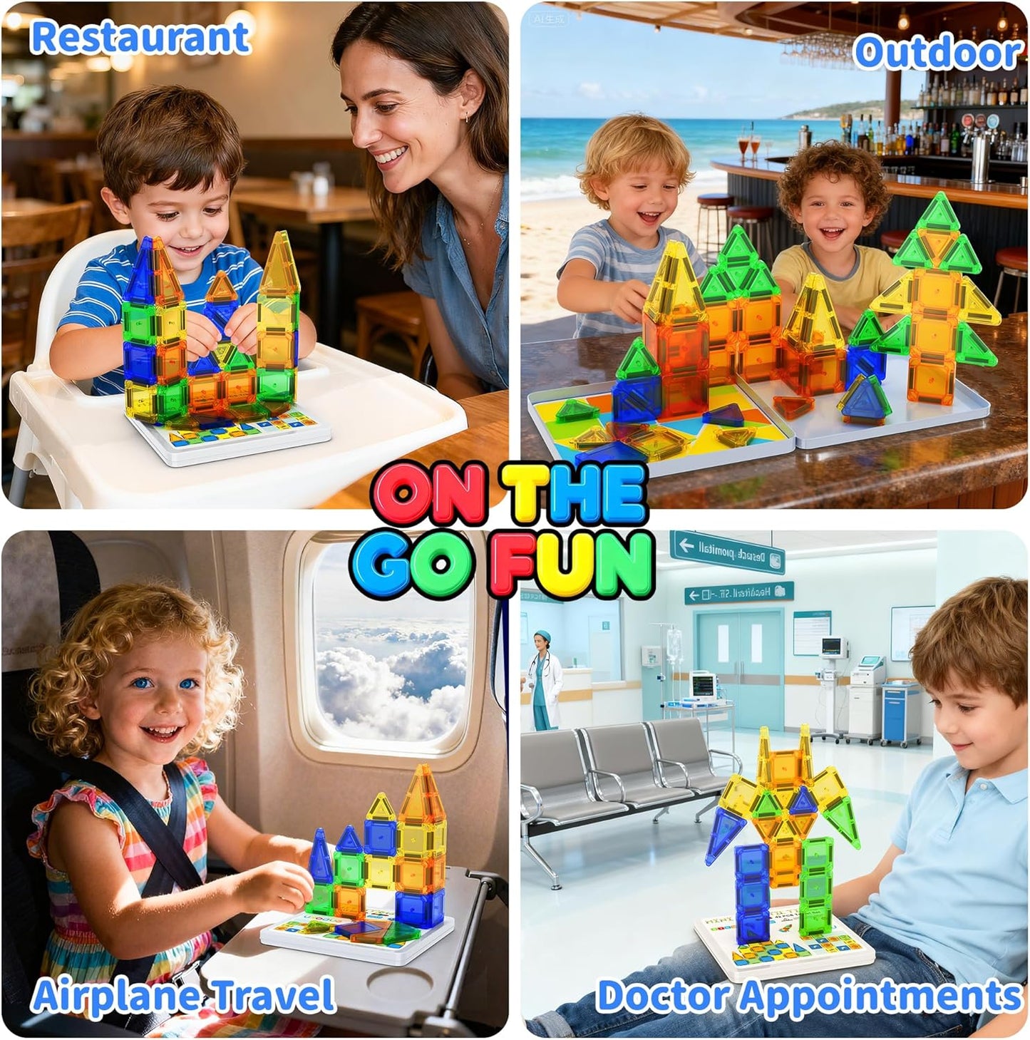 Mini Magnetic Tiles Travel Set with Case 30pcs, Mini Travel Magnet Tiles, Portable Travel Size Magnetic Tiles for Kids Ages 3-5 4-8 Boys Girls, STEM Magnet Toys for Outdoor, Kids Gift