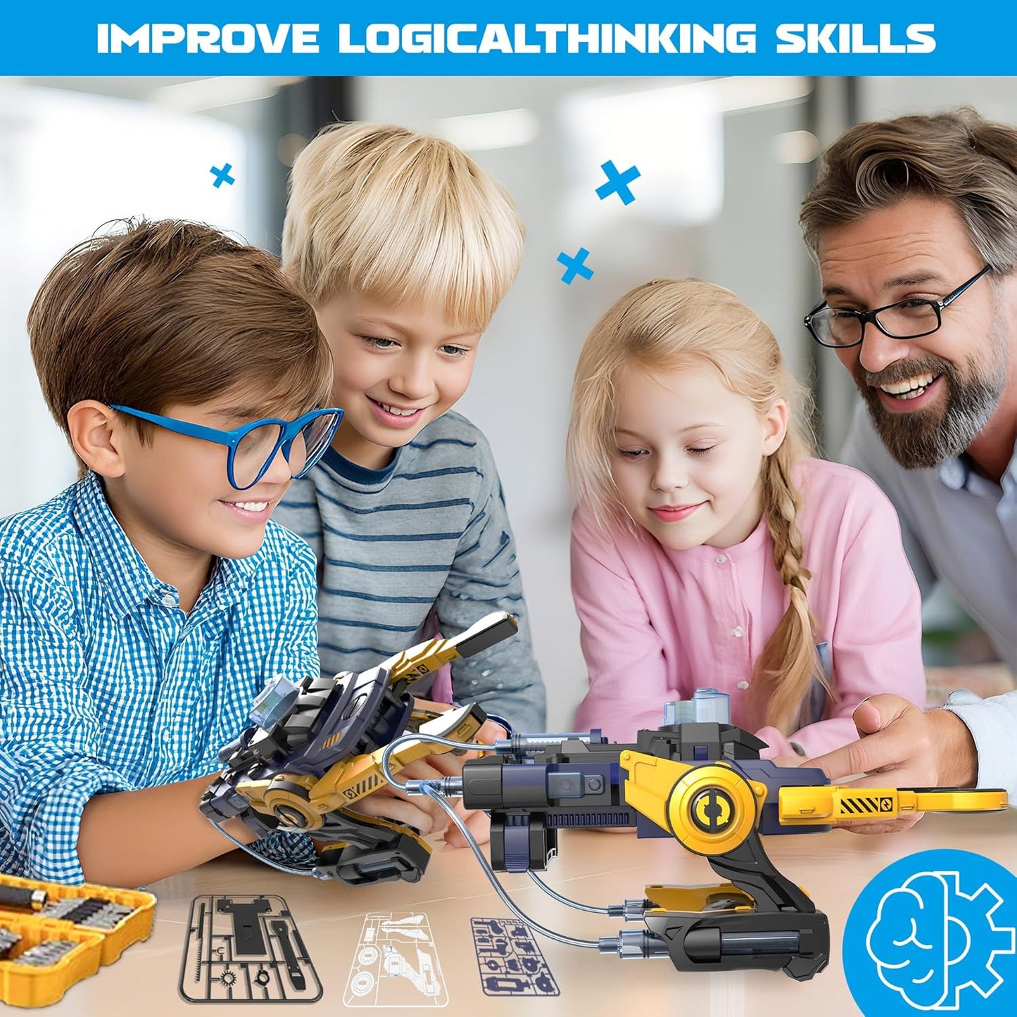 SMIESSKIDDO Robotic Mechanical Hand STEM Toy for Kids 8 9 10 11 12 13 14 | Parents Choice Award Winner | Kids Birthday Gift | DIY Engineering Kit for 8-14 Years Old Boys & Girls - White