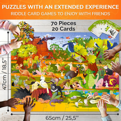 United States Puzzles for Kids Ages 4-6 - 70 Pcs USA Map Kids Puzzle with 50 Cards 400+ USA Facts - State & Capitals Floor Jigsaw Puzzles for Children 6-8 - Educational Toys Gift for Boys Girls