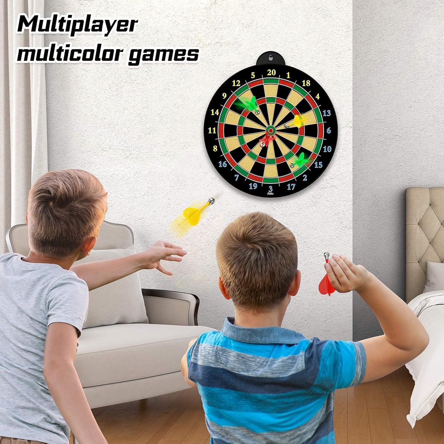 Dart Board - 12pcs Magnetic Darts - Excellent Indoor Game and Party Games - Gifts for 5 6 7 8 9 10 11 12 Year Old Boy Kids