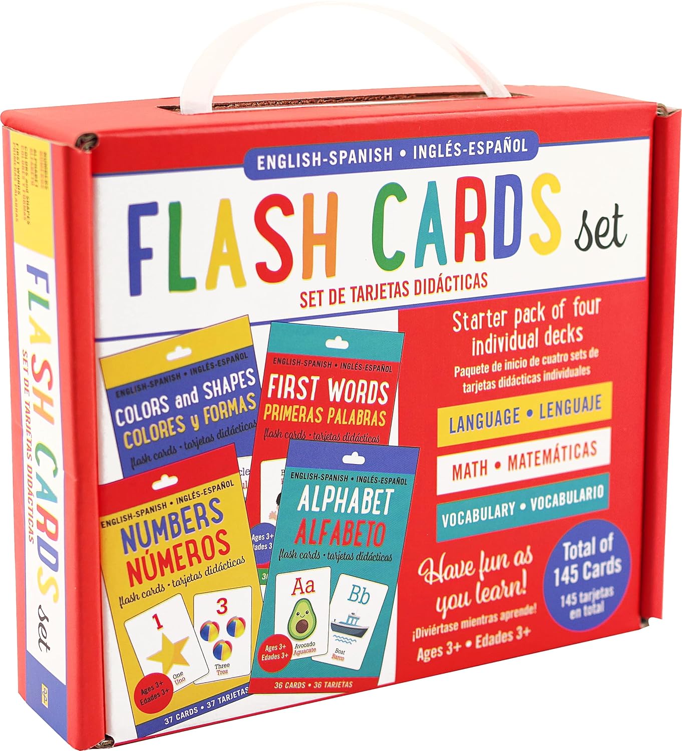 Bilingual Flash Cards Value Pack - Spanish and English (Includes Alphabet, Colors & Shapes, First Words, and Numbers) (Set of 4 Decks)