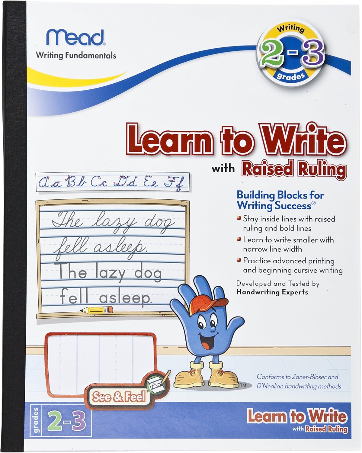 Mead See & Feel Learn To Write Tablet with Raised Ruling, Grades 2-3 Workbooks with Lined Paper, Workbook Writing Tablet for Home School Supplies to Practice Writing & Handwriting, 8" x 10" (48556)