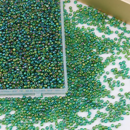 10100 Pcs Size 11/0 Glass Seed Beads, 2 mm Dark Green Small Mini Spacer Loose Pony Beads for Jewelry Making and DIY Crafts - Colors B
