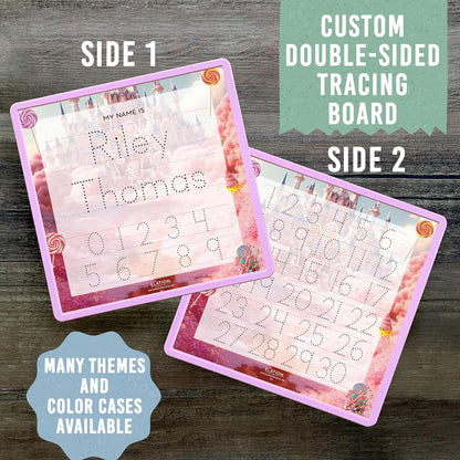 Kid's Name Tracing Board | Dry Erase Letter Tracing | Reusable Name Board | Alphabet Letters | Personalized | Candy Theme