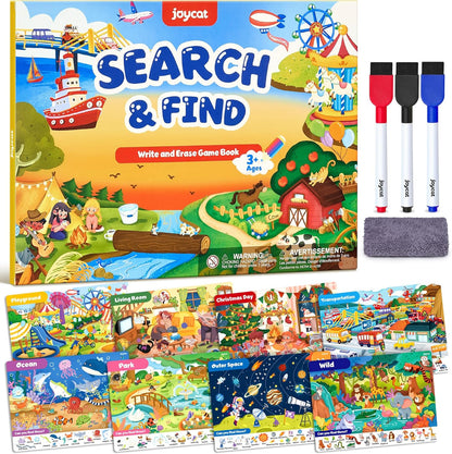 JoyCat Search and Find Activity Books, Animal Preschool Learning Activities for Toddlers & Kids, Travel Toys for Road Trip Car and Airplane, Busy Toy, Educational Game Gifts for Boys Girls Ages 3-5