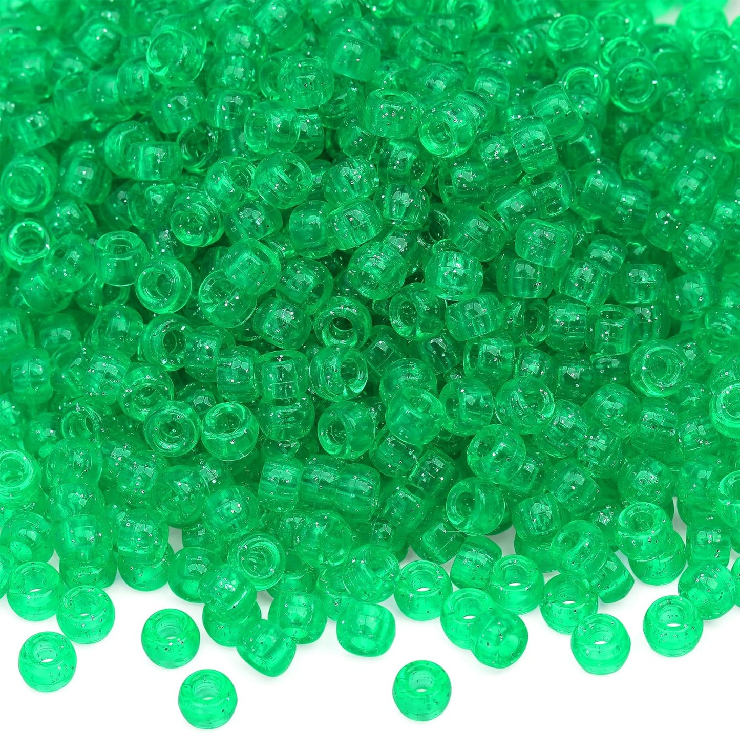 Auvoua 1000Pcs Pony Beads Bracelet 9mm Yellow Plastic Barrel Pony Beads for Necklace,Hair Beads for Braids,Key Chain,Jewelry Making (Yellow)