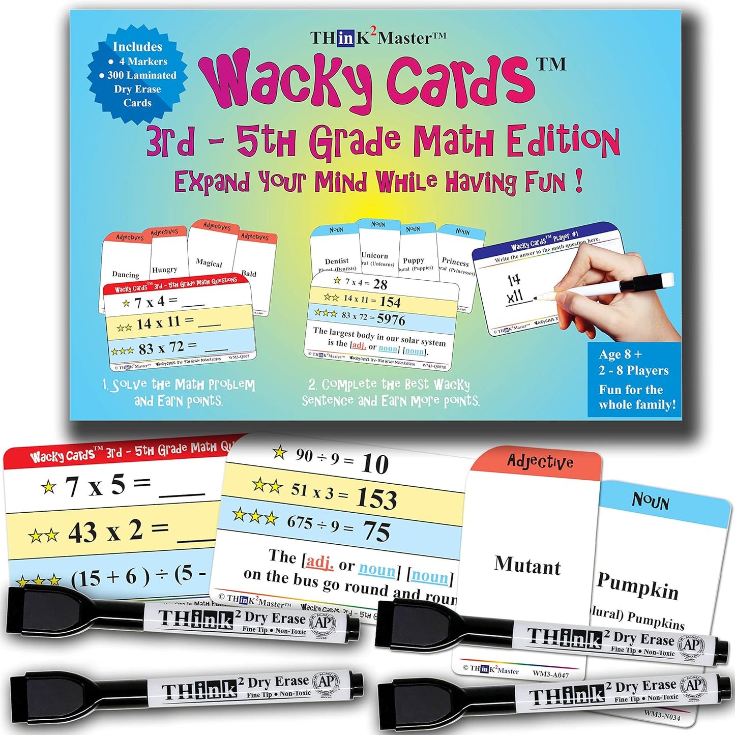 Think2Master Wacky Cards Practicing Math Including Addition, Subtraction & Multiplication.