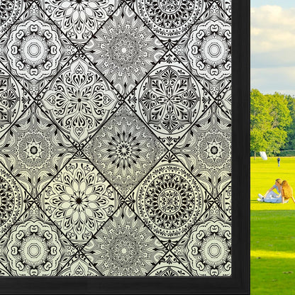 DKTIE Wooden Blinds Pattern Decorative Window Privacy Film, Sun Blocking Heat Control, Static Cling No Glue, with Installation Tools, Stained Glass Window Film (S531, 17.7" x 78.7")