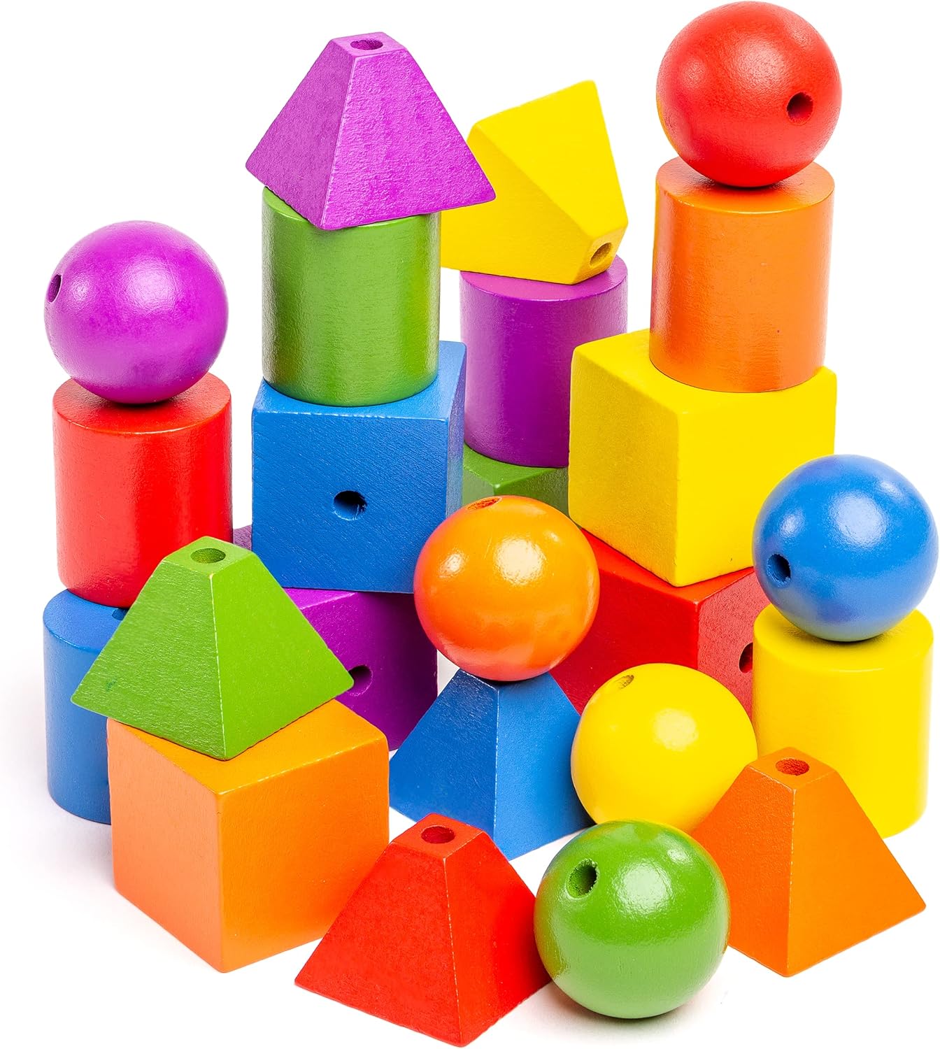 Stages Learning Language Builder Stringing Beads Kit Curriculum for Autism & Preschool 144 Wood Beads and 40 Patterning Flashcards, Home Set