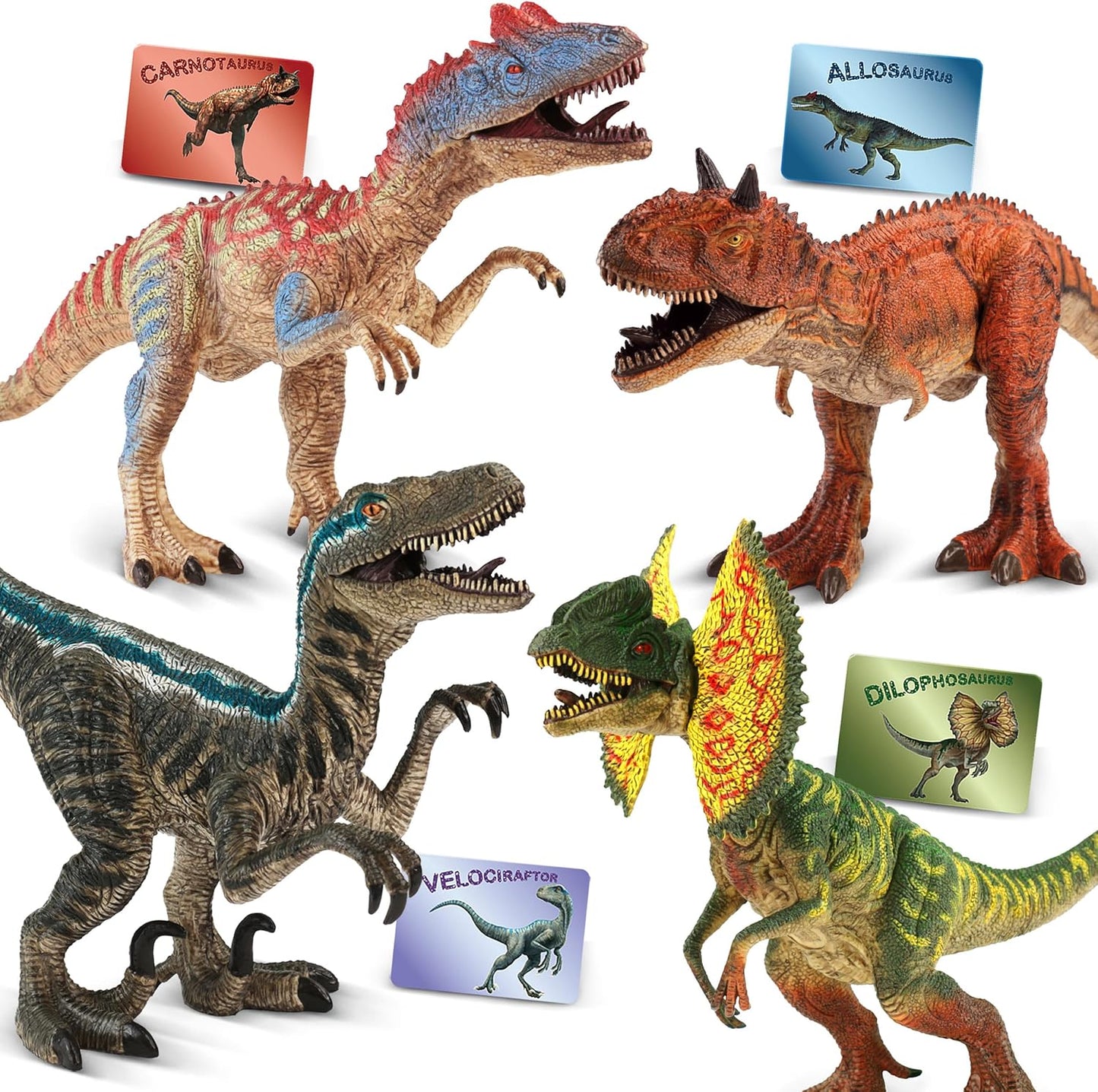 Zippytots 4 PCS Large Dinosaur Toys for Kids 3-5 Realistic Dinosaur Figures with Movable Parts & Learning Cards- Big Dino Toys for Kids 5-7 Ideal Gift for Toddlers Boys Girls Ages 3+