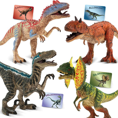Zippytots 4 PCS Large Dinosaur Toys for Kids 3-5 Realistic Dinosaur Figures with Movable Parts & Learning Cards- Big Dino Toys for Kids 5-7 Ideal Gift for Toddlers Boys Girls Ages 3+