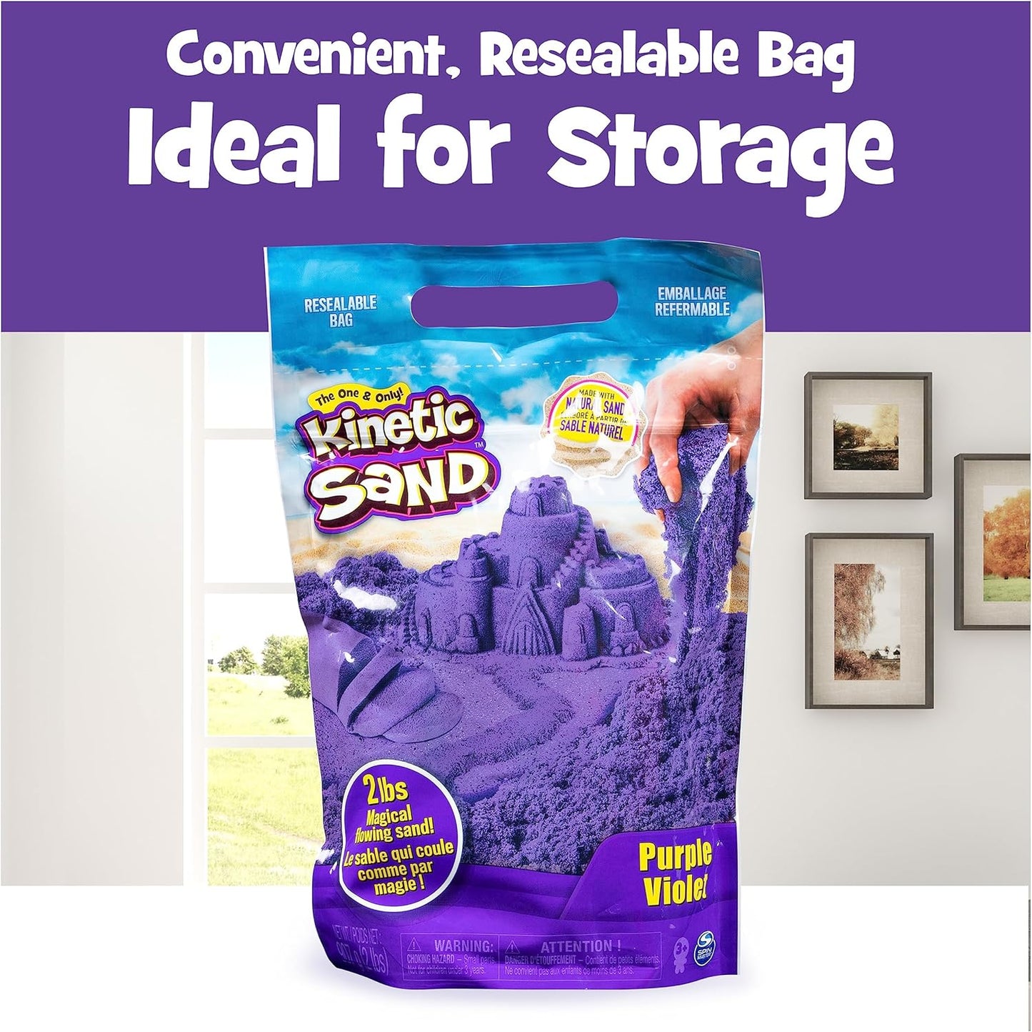 Kinetic Sand, The Original Moldable Sensory Play Sand Toys for Kids, Purple, 2 lb. Resealable Bag, Ages 3+