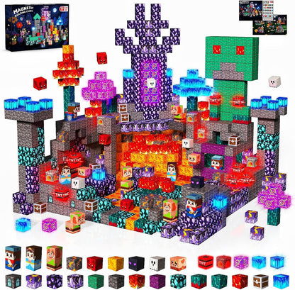 Magnetic Blocks - 200PCS Magnetic Blocks with 6 Base Plate, Magnetic Building Blocks for Kids Ages 4 5 6 7 8, Stacking Magnets for Kids, Birthday Gifts for 3-10 Year Old Boy Girls, STEM Toys