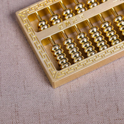 Brass Mini Abacus, Copper Decoration, Chinese Calculator Math Tool for Kids Adults, Gold (09-1)