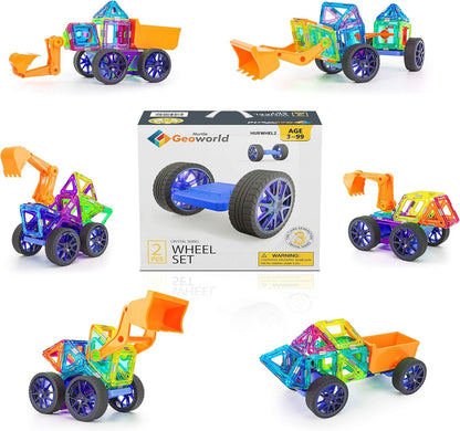 Hurtle Magnetic Blocks Wheels Set - Compatible with Other Brands of Standard Size Magnetic Tiles, Magnetic Toys Wheels Bases for Kids/Toddlers (2 pcs.)