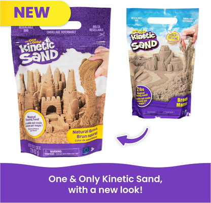 Kinetic Sand, 3.25lbs Beach Play Sand, Amazon Exclusive, Moldable Sensory Toys for Kids, Resealable Bag (Packaging May Vary), for Ages 3 and up