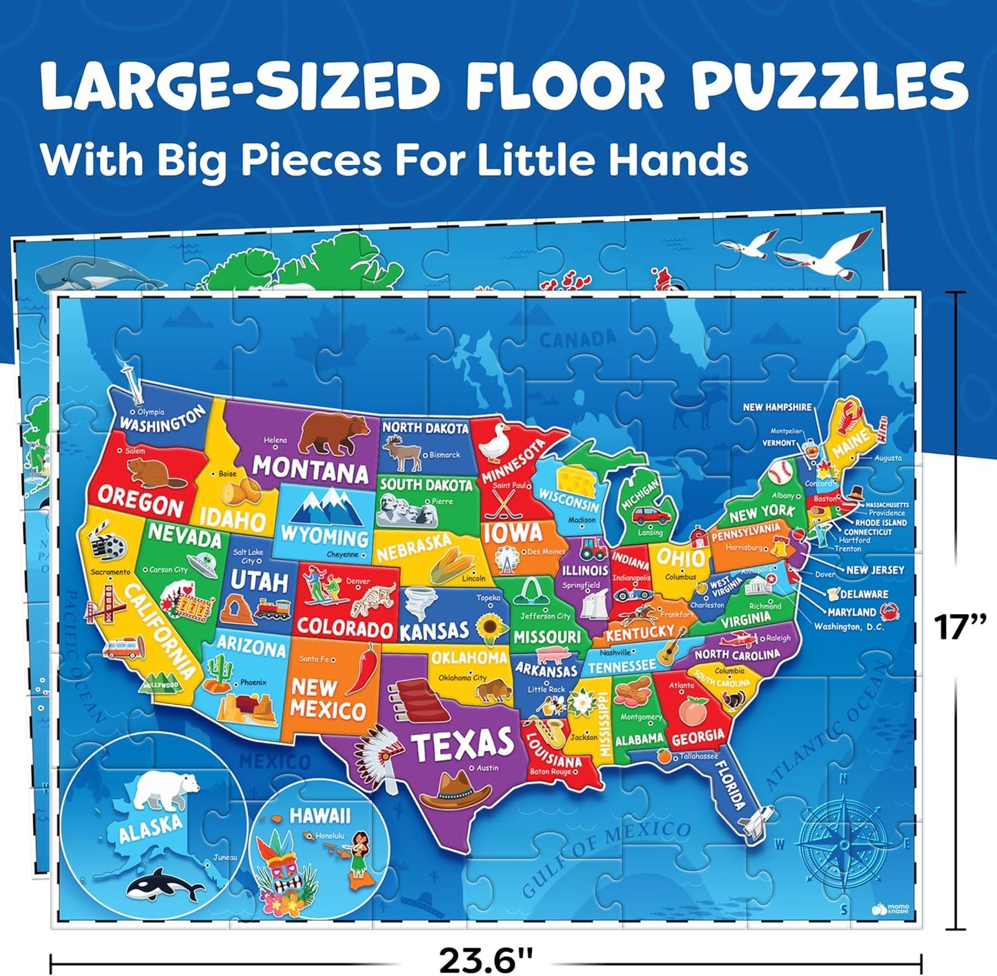 World Map Puzzle for Kids - 75 Piece - World Puzzles with Continents - Childrens Jigsaw Geography Puzzles for Kids Ages 4-8, 5, 6, 7, 8-10 Year Olds - Globe Atlas Puzzle Maps Learning Games Gifts