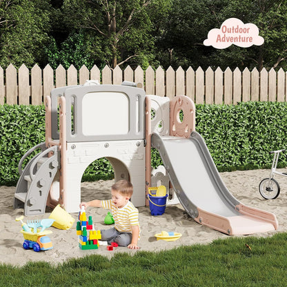 8-in-1 Toddler Slide Playground Set for Indoor & Outdoor Fun – Includes Climber, Basketball Hoop, Telescope, Tunnel, and Storage Space for Kids – Perfect for Backyard & Courtyard Activities