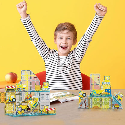 PicassoTiles Magnetic Tile Building Idea Book 230 Pages Illustrated Design Guide with 300 Creative Builds for Kids STEM Learning Creativity and Brain Development Educational Toy Ages 3 Plus PTIDEABOOK