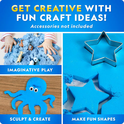 National Geographic Moon Sand - 24 Lb. Bulk Play Sand Kit with 6 Castle Molds (Blue) - A Fun No Mess Sensory Activity, Kids Fake Sand Play Set, Sensory Bin Filler