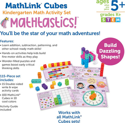 Learning Resources MathLink Cubes Kindergarten Math Activity Set Sea Adventures! - 115 Pieces, Age 5+, STEM Teaching Toys, Kindergartner Games