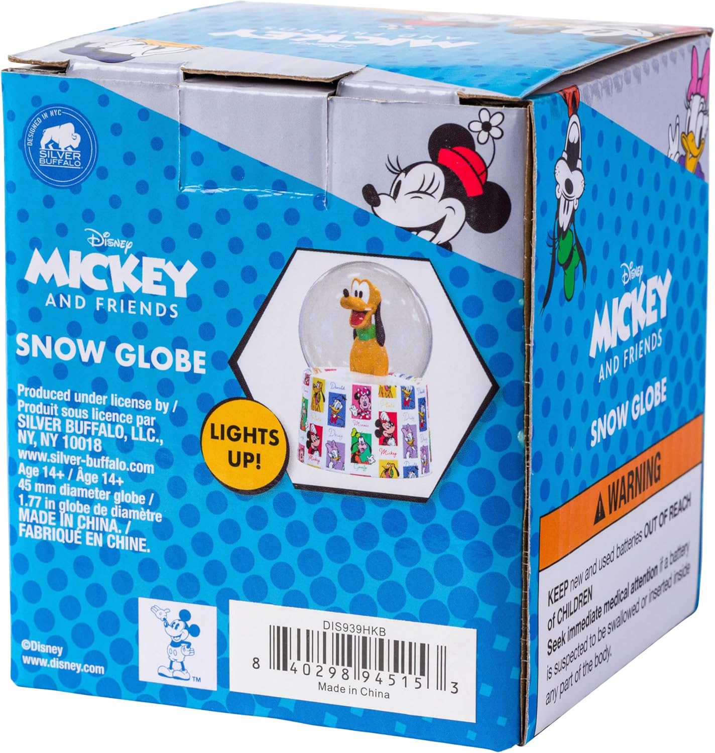 Silver Buffalo Disney Mickey and Friends Mini Light Up Snow Globe│Minnie Mouse│3.8 Inches Tall, 45mm (Small)