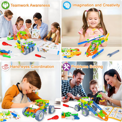 MOONTOY STEM Toys for 3 4 5 6 7 8+ Year Old Boy Birthday Gift, Building Toys for Kid Age 4-8 5-7 6-8 8-12, Preschool Educational Stem Kit Creative Activities for Boys Girls Christmas Idea Gift 118pcs