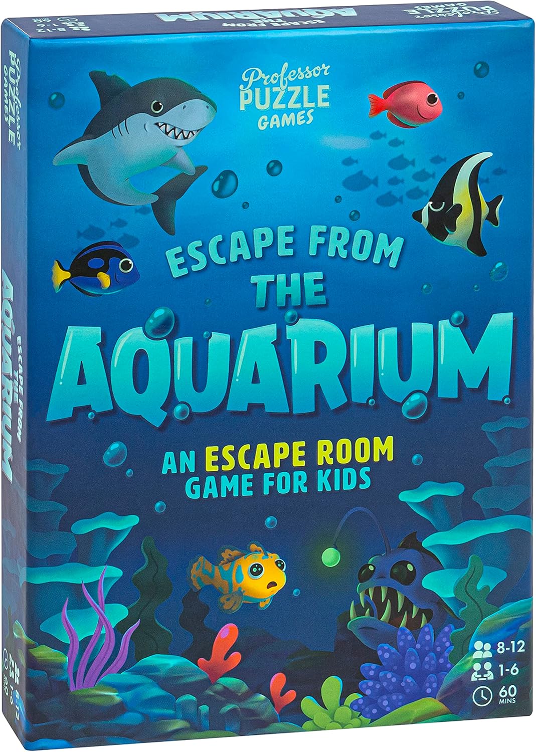 Professor Puzzle: Escape from The Aquarium - Escape Room Game, 11 Logic-Number-Observational Puzzles, Co-Op Underwater Adventure, Kids 8+, 1-6 Players