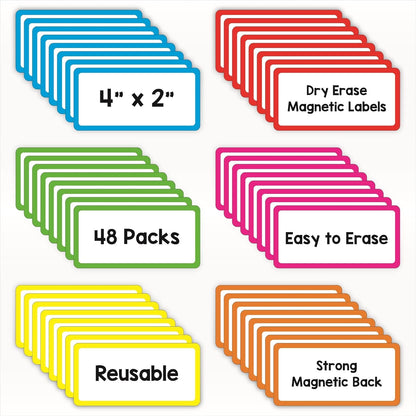 IMAGAME Dry Erase Magnets, Blank Magnetic Dry Erase Labels, 36-Pack, Erasable Magnets for Whiteboard, Multipurpose White Magnetic Labels to Write On for Classroom, Home, Education, Office, 3" x 5"