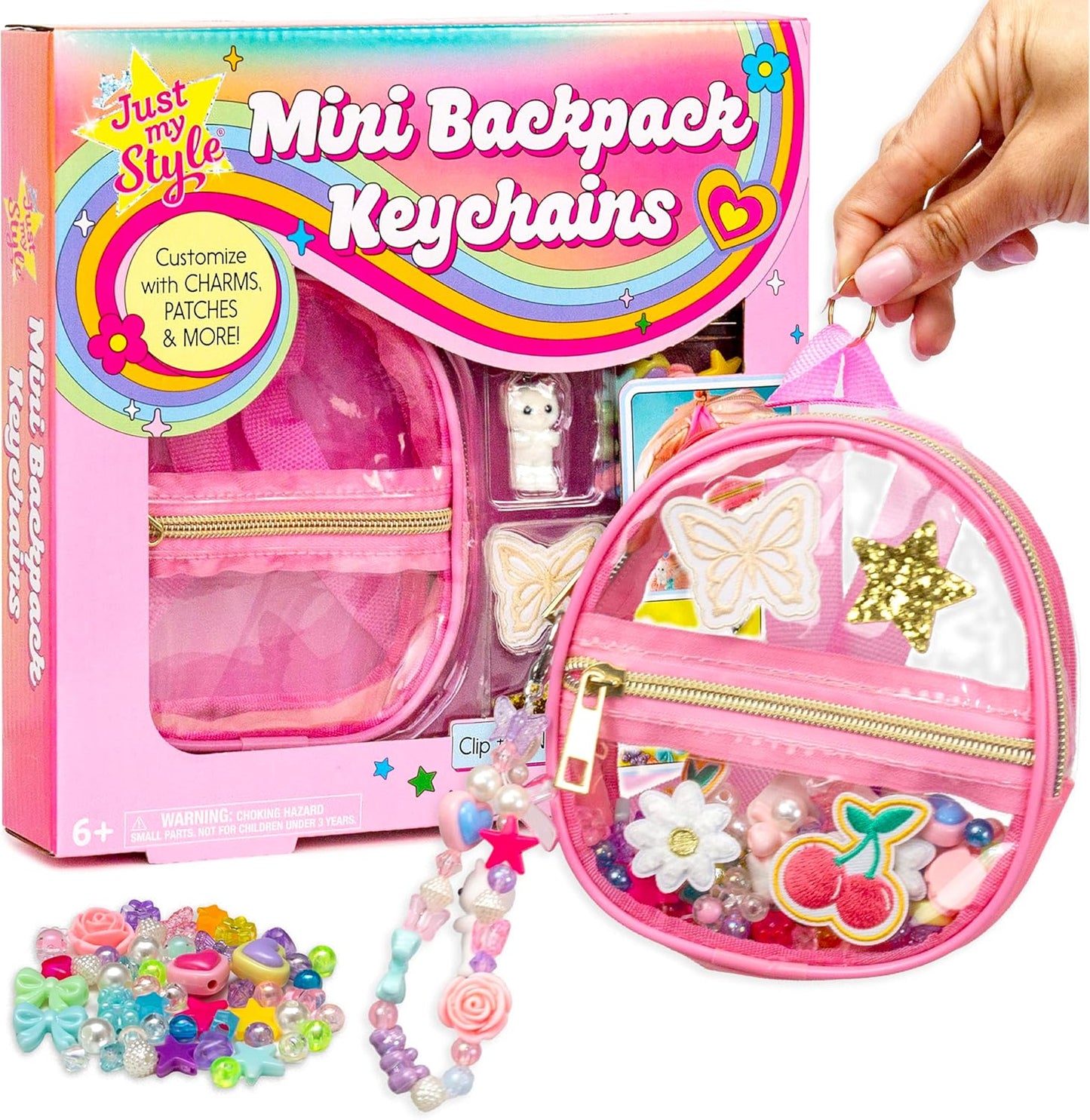 Just My Style Squishy Charms, Create 5 Squishy Bag Charms, Necklaces, Friendship Bracelets with Kawaii TPR Squishies in Pouches & Beads for Jewelry Making, Unique Jewelry Making Kit, Gifts for Girls
