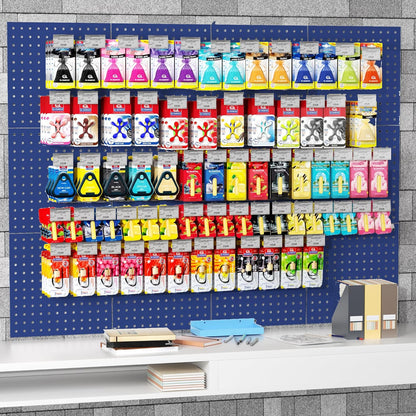 Peg Board, 4PCS Metal Pegboard Wall Organizer. Heavy Duty Pegboard, Peg Boards, Pegboard for Walls, White Pegboard for Garage Craft Room Workbench Office Kitchen Tool Organization, 12"*12"