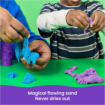 Kinetic Sand, Stamp N' Roll Crayon Multi-Pack with 12 oz Purple, Green, Blue & Red Play Sand, Toddler Toys, Arts and Crafts Kids Toys for Girls & Boys Ages 3 and up