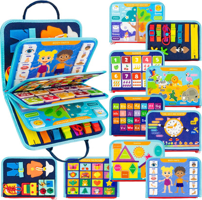 Clever Fox Play Busy Book for Toddlers 1-3 Year-Old – Baby Busy Board Book – Montessori Felt Activity Board for Learning Fine Motor Skills, Car Airplane Travel Toy – Birthday Gift for Kids Ages 1+